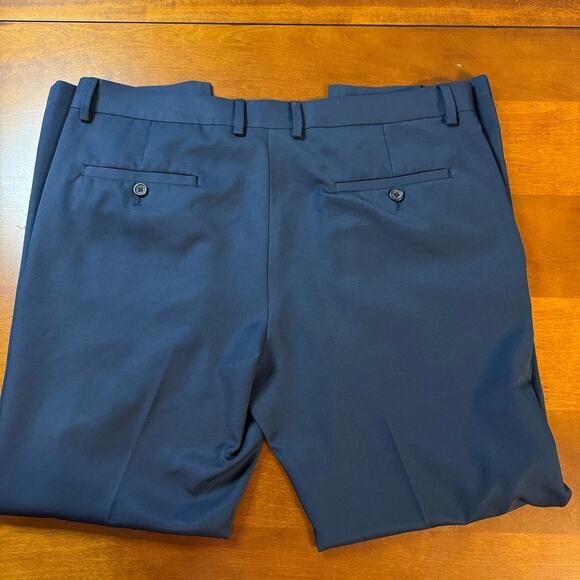 Kenneth Cole Reaction Men's Blue Flat-Front Straight Leg Dress Pants Size 36x30 - Picture 2 of 9